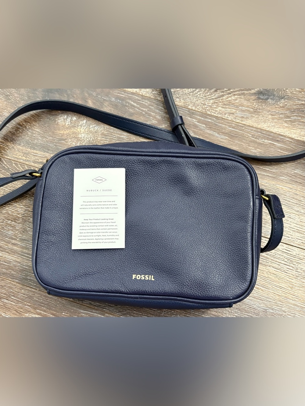 Fossil Navy Leather Crossbody Bag